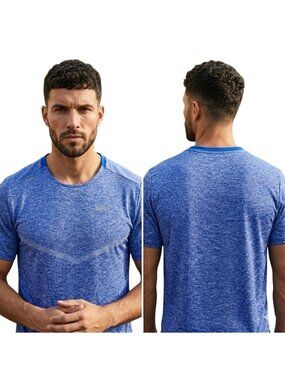 Nike Men's Large Blue Dri-Fit Running T-Shirt Short Sleeve Activewear 21" P2P